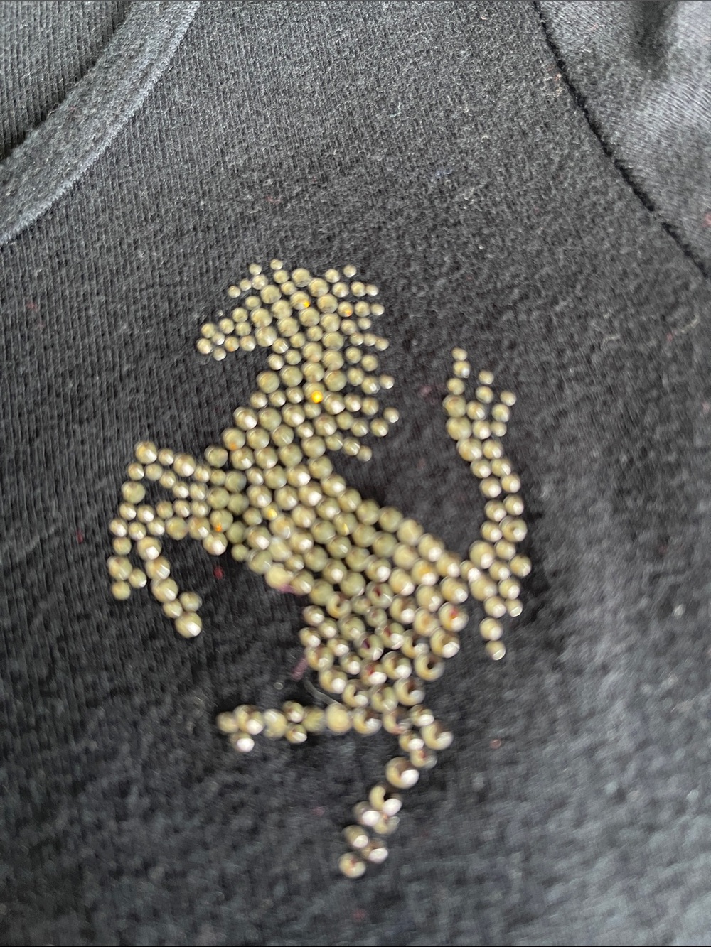 Rhinestone Prancing Horse Tank — Black with Gold Accents